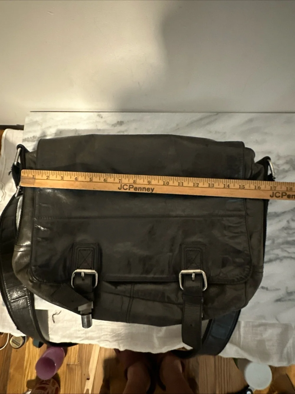Fossil messenger crossbody bag laptop office vintage